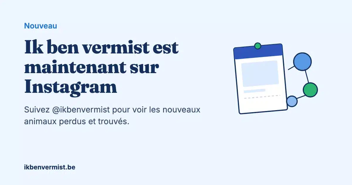 Ik ben vermist est maintenant sur Instagram : suivez @ikbenvermist pour voir les nouveaux animaux perdus et trouvés