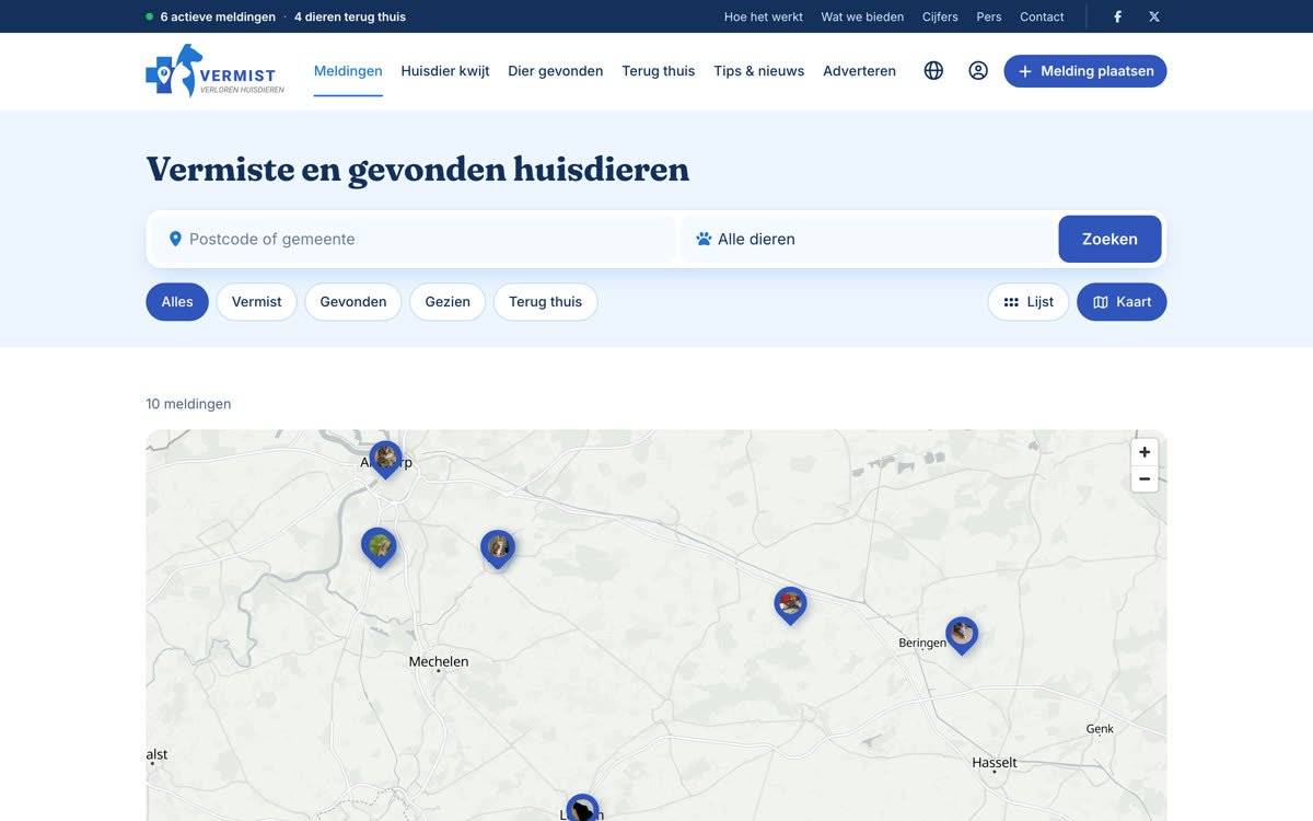 Meldingen op de kaart, desktop