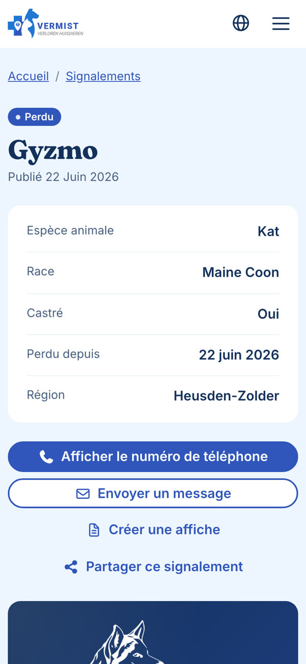 Page de signalement, smartphone