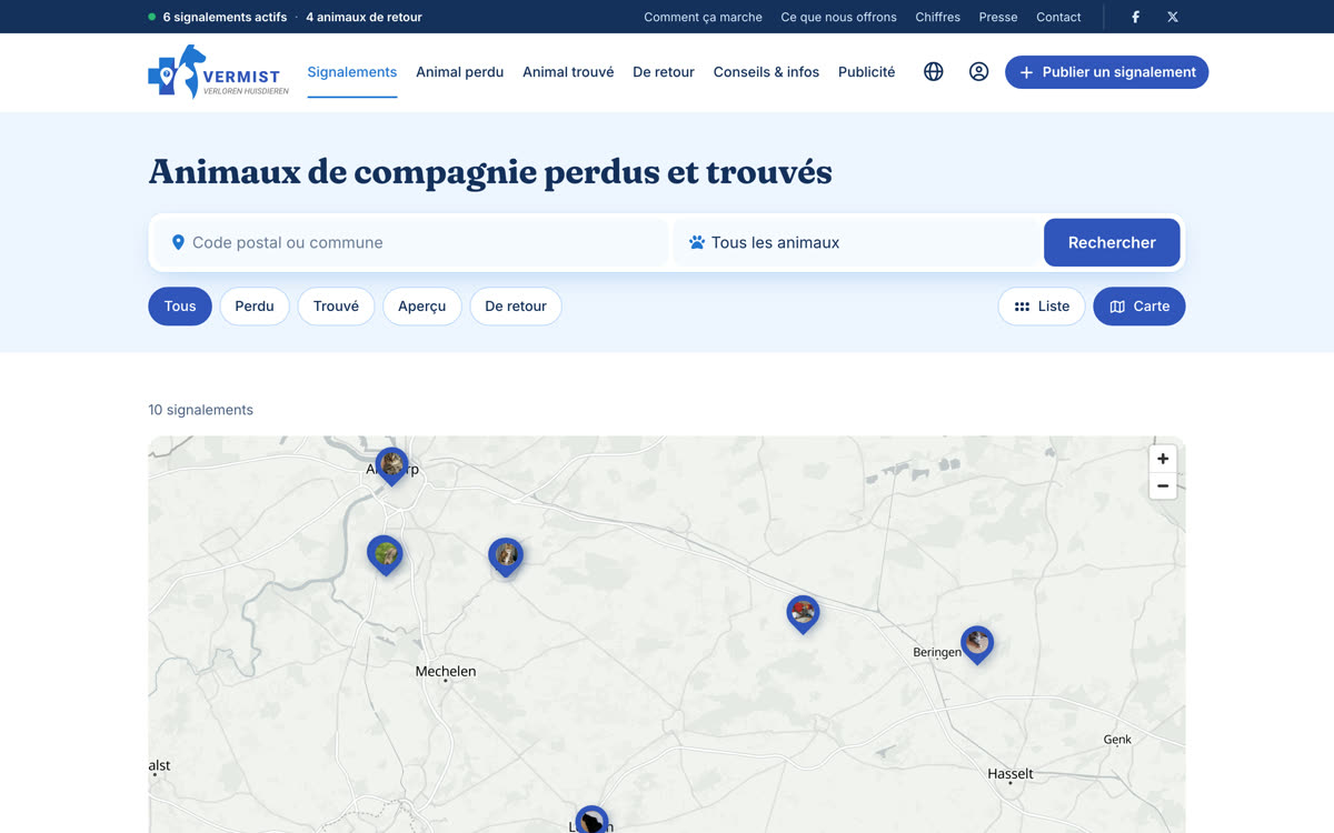 Signalements sur la carte, ordinateur